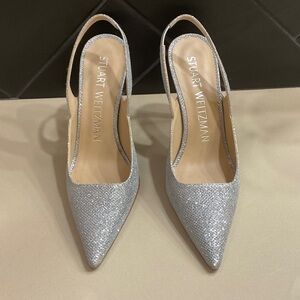 Stuart Weitzman Glittering Silver Heels